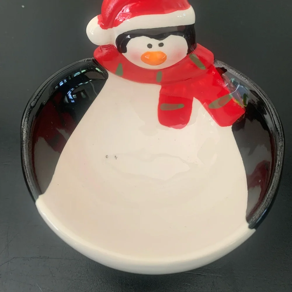 Ceramic Christmas Collection 3 Small Bowl Set Santa Snowman Penguin KT Group